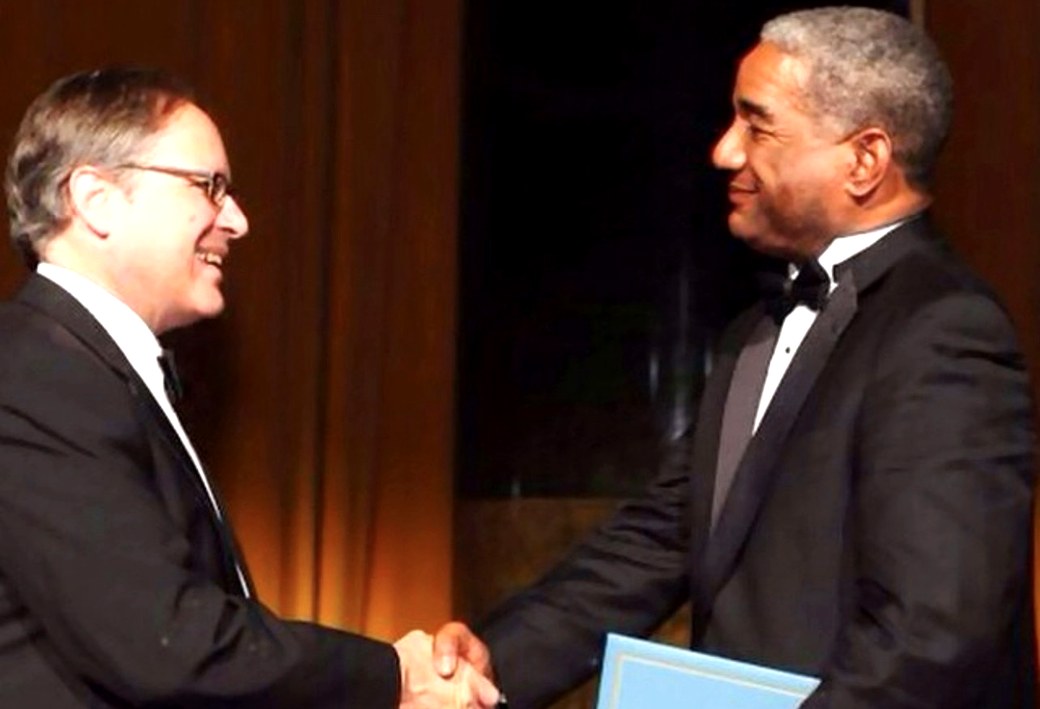 Mario Viau receiving the 2010 Maria Moors Cabot Prize at Columbia University, New York